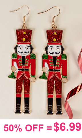 Red Glitter Nutcracker earrings