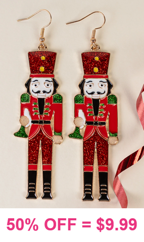 Red Glitter Nutcracker earrings