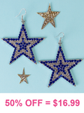 Blue & Bling Rhinestone STAR earrings