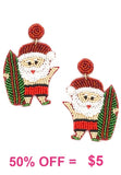 Surfing Santa beaded earrings