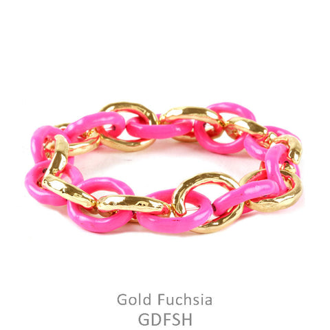 Pink & Gold Stretch Chain Bracelet