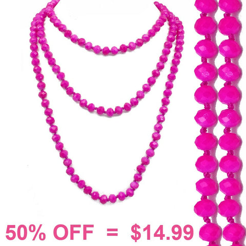 Hot Pink Crystal 60" Layering Necklace