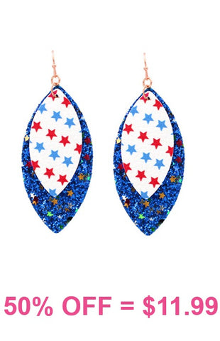 July 4th Star Glitter layered earrings