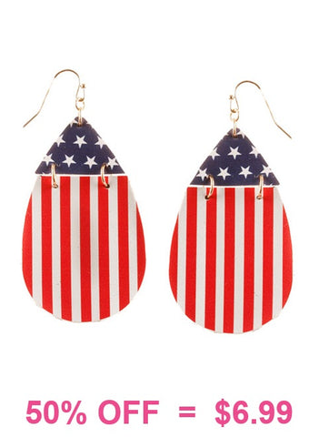 Stars & Stripes USA Flag teardrop earrings