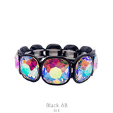 BIG BLING AB RHINESTONE BLACK STRETCH BRACELET