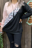 SALE: Blush, Leopard diagonal stripe, Black long sleeve