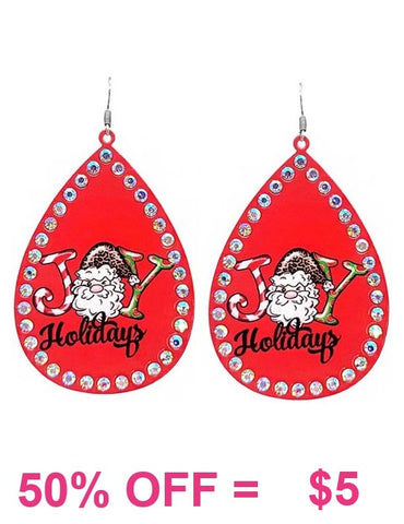 JOY Red Christmas earrings