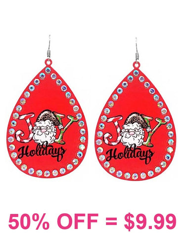 JOY Red Christmas earrings