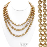 Tan - Brown  Pearl Beaded 72" Layering Necklace