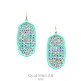 Mint & Bling Paved Rhinestone oval earrings