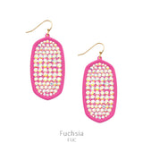 Hot Pink Oval Bling Paved Rhinestone earrings