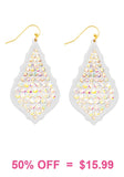 White & Bling Moroccan shaped earrings