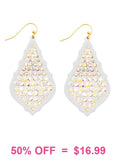 White & Bling Moroccan shaped earrings