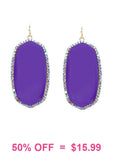 Purple Oval Earrings with bling trim