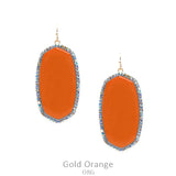 Orange Oval Earrings with bling trim