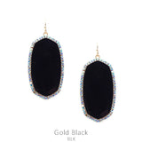 Black Oval Earrings with bling trim