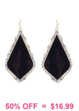 Black Moroccan shaped earrings with bling trim