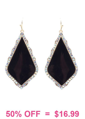 Black Moroccan shaped earrings with bling trim