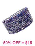 Blue AB Mini Crystal Beaded Bracelet 10 Piece set