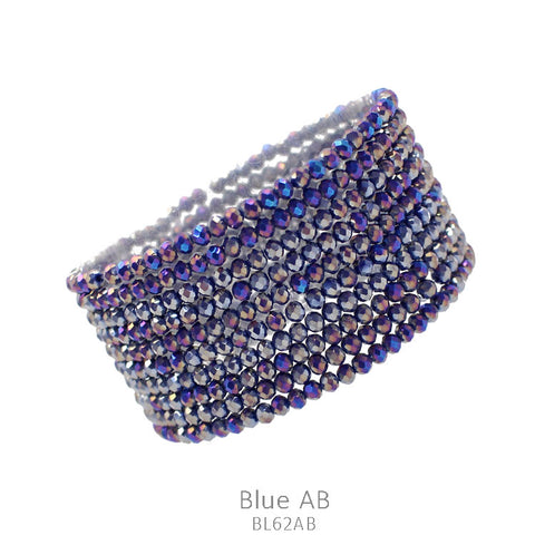 Blue AB Mini Crystal Beaded Bracelet 10 Piece set