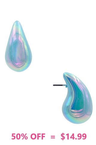 Iridescent Blue Trendy teardrop earrings