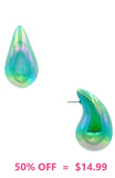 Iridescent Green Trendy teardrop earrings