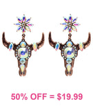 Copper & Bling Steer Earrings