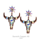 Copper & Bling Steer Earrings