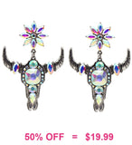 Silver & Bling Steer Earrings