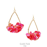 Gold Teardrop Pink sequin earrings