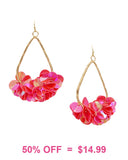 Gold Teardrop Pink sequin earrings