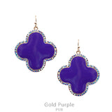Purple Clover earrings with bling trim