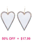 White Heart earrings with bling trim