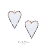 White Heart earrings with bling trim