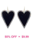 Black Heart earrings with bling trim