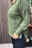 Olive green long sleeve with lace inserts