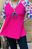 Pink top Floral bell sleeves