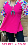 Pink top Floral bell sleeves