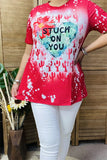 'STUCK ON YOU' Red cactus graphic tee