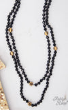 Black & Leopard Crystal Beaded 60" Layering Necklace