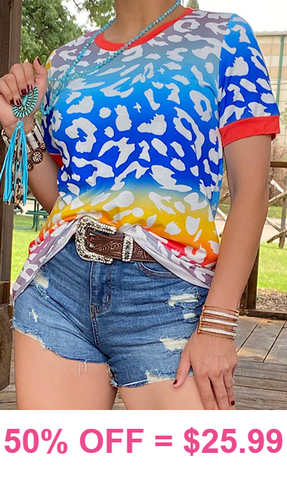 Colorful Leopard short sleeve top