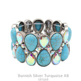 Turquoise & Bling stone stretch bracelet