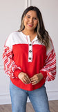 M, L, XL, 2X,3X Candy Cane striped long sleeve top