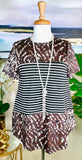 Brown Animal top with black and white stripes