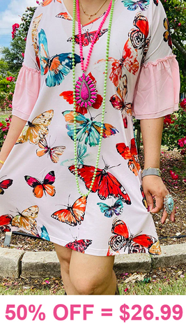 Beautiful Butterfly Print Dress