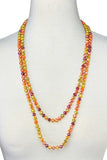 Orange Multi Color Crystal Strand Layering 60" Necklace