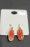 Shimmer Orange Foil Mix Small Oval earrings in gold tone