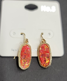 Shimmer Orange Foil Mix Small Oval earrings in gold tone