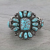 Turquoise Inlay & Stone Western Concho Stretch Bracelet