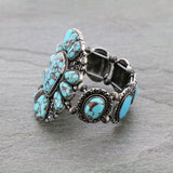 Turquoise Inlay & Stone Western Concho Stretch Bracelet